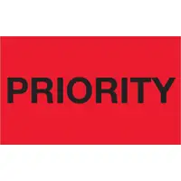 Tape Logic® Labels, "Priority", 3" x 5", Fluorescent Red, 500/Roll
