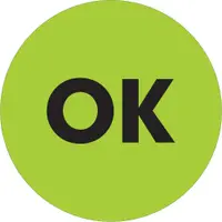 Tape Logic® Labels, "OK", 2" Circle, Fluorescent Green, 500/Roll