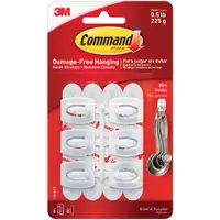 3M™ 17006 Command™, Mini, White, 6 Hooks and Strips, 6/Packs per Case