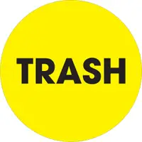 Tape Logic® Labels, "Trash", 2" Circle, Fluorescent Yellow, 500/Roll