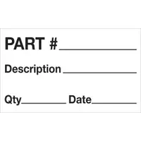 Tape Logic® Labels, "Part # - Description - Qty - Date", 3" x 5", Black/White, 500/Roll