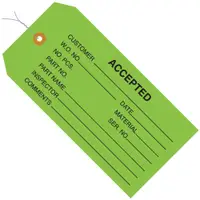 Inspection Tags, Pre-Wired, "Accepted", 4 3/4" x 2 3/8", Green, 1000/Case