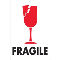 Tape Logic® Labels, "Fragile", 4 x 6", Red/White/Black, 500/Roll