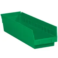 Plastic Shelf Bin Boxes, 17 7/8" x 4 1/8" x 4", Green, 20/Case