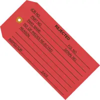 Inspection Tags, "Rejected", 4 3/4" x 2 3/8", Red, 1000/Case