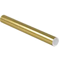 Mailing Tubes with Caps, 2" x 18", Gold, 50/Case