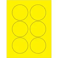 Tape Logic® Fluorescent Circle Laser Labels, 3", Fluorescent Yellow, 600/Case