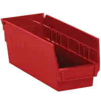 Plastic Shelf Bin Boxes, 11 5/8" x 4 1/8" x 4", Red, 36/Case