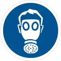 Tape Logic® Wear Respiratory Protection Durable Safety Label, 2" Circle, Blue/White, 25/Roll