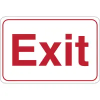 "Exit" Facility Sign, 6" x 9", Red/White, 1/Each