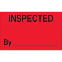 Tape Logic® Labels, "Inspected", 1 1/4" x 2", Fluorescent Red, 500/Roll