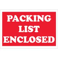 Tape Logic® Labels, "Packing List Enclosed", 2" x 3", Red/White, 500/Roll