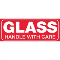 Tape Logic® Labels, "Glass - Handle With Care", 1 1/2" x 4", Red/White, 500/Roll