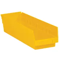 Plastic Shelf Bin Boxes, 17 7/8" x 4 1/8" x 4", Yellow, 20/Case