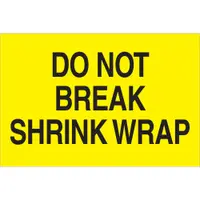 Tape Logic® Labels, "Do Not Break Shrink Wrap", 2" x 3", Fluorescent Yellow, 500/Roll