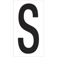 Vinyl Warehouse Letter Labels, "S", 3 1/2", Black/White, 50/Case