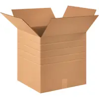 Multi-Depth Corrugated Boxes, 16" x 16" x 16", Kraft, 10/Bundle; 120/Skid
