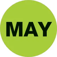 Tape Logic® Months of the Year Labels, "MAY", 2" Circle, Fluorescent Green, 500/Roll