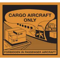 Tape Logic® Labels, "Cargo Aircraft Only", 4 1/4" x 4 1/4", Orange/Black, 500/Roll