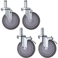Swivel Casters, Polyurethane, 5" x 1 1/4", Gray, 4/Case