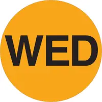 Tape Logic® Inventory Circle Labels, Days of the Week, "WED", 1", Fluorescent Orange, 500/Roll