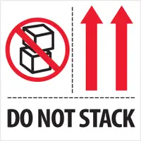 Tape Logic® Labels, "Do Not Stack", 4" x 4", Red/White/Black, 500/Roll