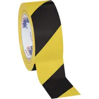 Tape Logic® Striped Vinyl Tape, 7.0 Mil, 2" x 36 yds., Black/Yellow, 3/Case