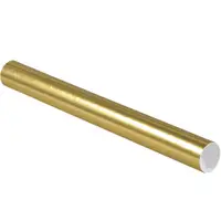 Mailing Tubes with Caps, 2" x 20", Gold, 50/Case