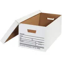 File Storage Boxes, Auto-Lock Bottom, 24" x 12" x 10", White, 12/Case