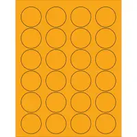 Tape Logic® Circle Laser Labels, 1 5/8", Fluorescent Orange, 2400/Case