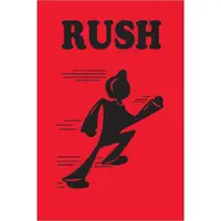 Tape Logic® Labels, "Rush", 4" x 6", Red/Black, 500/Roll