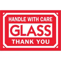 Tape Logic® Labels, "Glass - Handle With Care - Thank You, 2" x 3", Red/White, 500/Roll