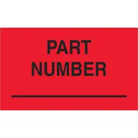 Tape Logic® Labels, "Part Number", 3" x 5", Fluorescent Red, 500/Roll