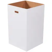 Corrugated Trash Can Plain, 40 Gallon, 18" x 18" x 30", White, 10/Bundle