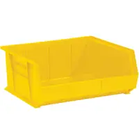 Plastic Stack & Hang Bin Boxes, 14 3/4" x 16 1/2" x 7", Yellow, 6/Case