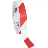 Tape Logic® Striped Vinyl Tape, 7.0 Mil, 1" x 36 yds., Red/White, 48/Case
