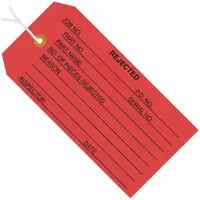 Inspection Tags, Pre-Strung, "Rejected", 4 3/4" x 2 3/8", Red, 1000/Case