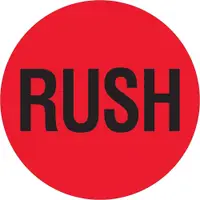 Tape Logic® Shipping Label, Rush, 2" x 2", Red/Black, 500/Roll