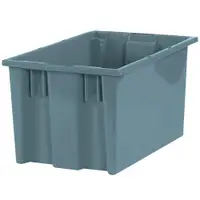 Stack & Nest Containers, 16" x 10" x 8 7/8", Gray, 6/Case