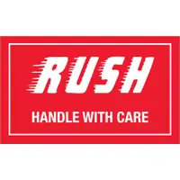 Tape Logic® Shipping Label, Rush Handle with Care, 3" x 5", Red/White, 500/Roll