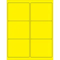 Tape Logic® Rectangle Laser Labels, 4" x 3 1/3", Fluorescent Yellow, 600/Case