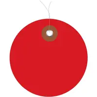 Plastic Circle Tags, Pre-Wired, 2", Red, 100/Each