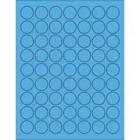 1" Fluorescent Blue Circle Laser Labels 100 SHEETS