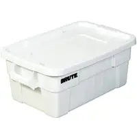 Brute® Totes with Lid, 28" x 18" x 11", White, 1/Each