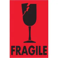 Tape Logic® Labels, "Fragile", 2" x 3", Fluorescent Red, 500/Roll
