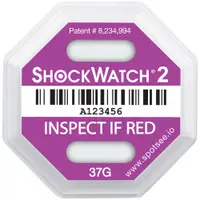 37G Shockwatch® 2 Indicators, 3 3/4" x 3 3/4", Purple, 50/Case