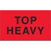 Tape Logic® Labels, "Top Heavy", 3" x 5", Fluorescent Red, 500/Roll