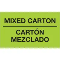 Tape Logic® Bilingual Labels, "Mixed Carton - Carton Mezclado", 3" x 5", Fluorescent Green, 500/Roll