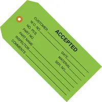 Inspection Tags, "Accepted", 4 3/4" x 2 3/8", Green, 1000/Case