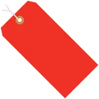 Shipping Tags, Pre-Strung, 13 Pt., 4 3/4" x 2 3/8", Fluorescent Red, 1000/Case